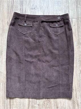 Della Spiga Italy Classic neutral Brown Corduroy Pencil Skirt timeless